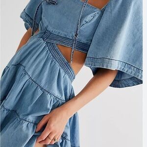 Free People Cross of Sunlight Denim Mini - Size XS